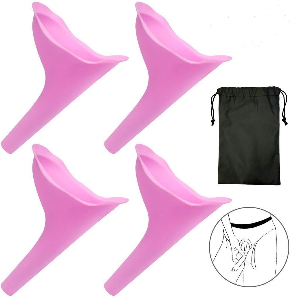 Landteek Female Urination Device Travel Camping Outdoor Standing Pee Reusable Urinal Women Funnel Portable Urine Urinary 4 PCS