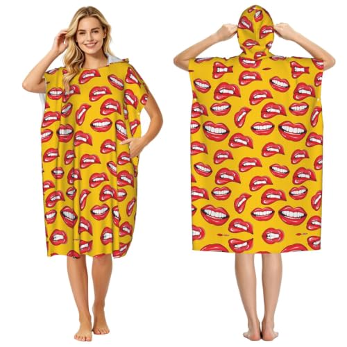 Serviette de plage légère style poncho à capuche microfibre pour surf et natation