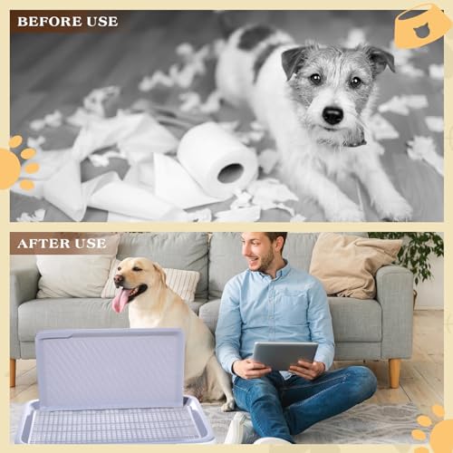 Paterr 2 Pcs Dog Potty Toilet with Removable Splash Wall Pet Indoor Dog Mesh Training Toilet Portable Training Pee Pads Holder Dog Litter Box with Pee Wall for Dog, Puppy, Pet (25.6\" x 19.3\" x 13\") - Thumbnail 5