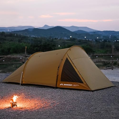 Carpa túnel para camping moto 2 personas amarilla miniatura 6