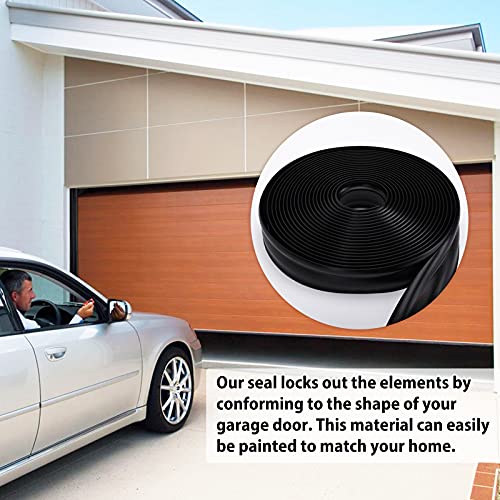 Garage Door Weather Stripping Top And Sides - 32.8 Feet Long Weatherproofing Durable Garage Door Rubber Seals With Nails(Black) #TOP5