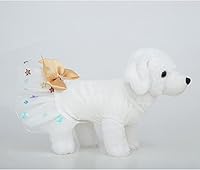 Vista 2 de Vestido de princesa para perro, bonita falda tutú de encaje, ropa de boda para cachorros para perros pequeños y medianos y chihuahua (blanco01, XS)
