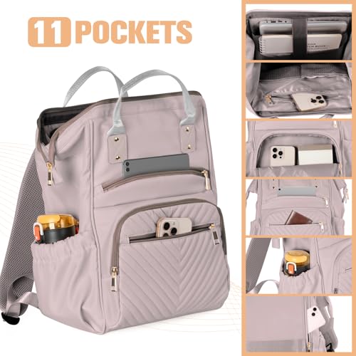 Laptop Backpack for Women, 16 Inch Fashion Computer Work Bag with USB Port, Large Capacity for Travel Business Casual, Purple2