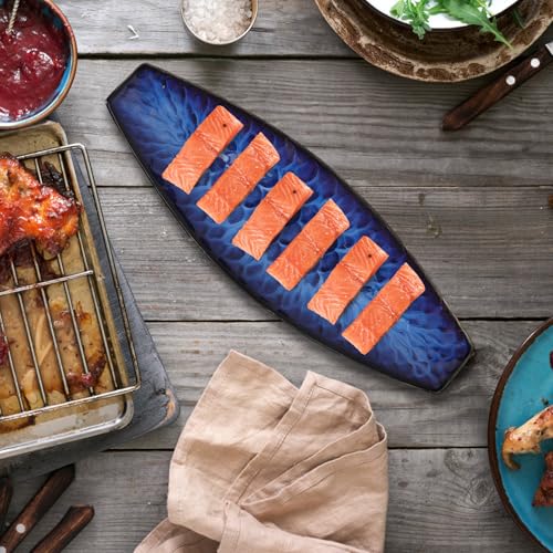 Plato cerámico japonés estilo sushi forma barco 14 pulg miniatura 5