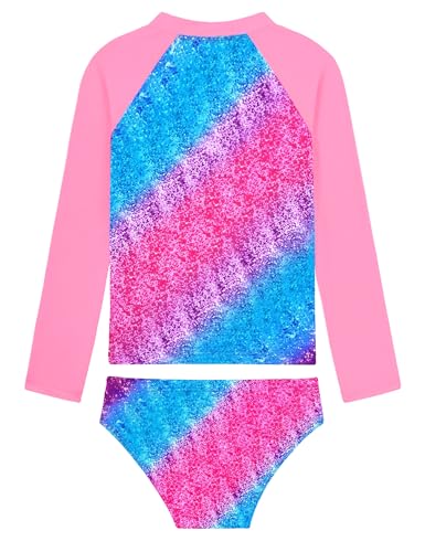 Image of Girls Rash Guard Swimsuit Two Pieces Adorable Swimswear Quick Dry Bathing Suit Long Sleeve