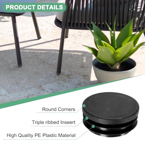 Image of M METERXITY 30 Pack Round Plastic Plug, OD 1.7 inch Furniture Tube Inserts Pipe Hole End Caps for Tubing Post /Glide Insert for Pipe Post /Table Chair Leg /Metal Tubing /Fence [Black]