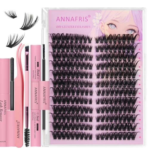 ANNAFRIS Pestañas Postizas Kit DIY Pestañas Pelo a Pelo Individuales Cluster Lashes con Pinzas (HS 60P)