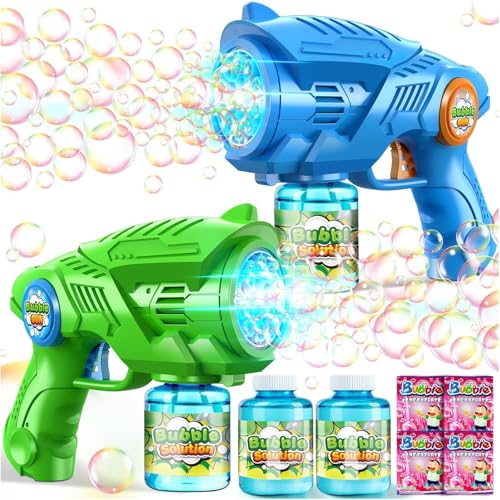 Seifenblasenpistole Seifenblasenmaschine Seifenblasen Pistole für Kinder： 2-Pack Bubble Gun...