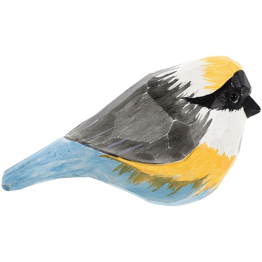 Ericetion Wooden Carved Bird Figurine - Small Cute Animal Ornament Craft for Home Office Desktop Decoration (miniature Size)