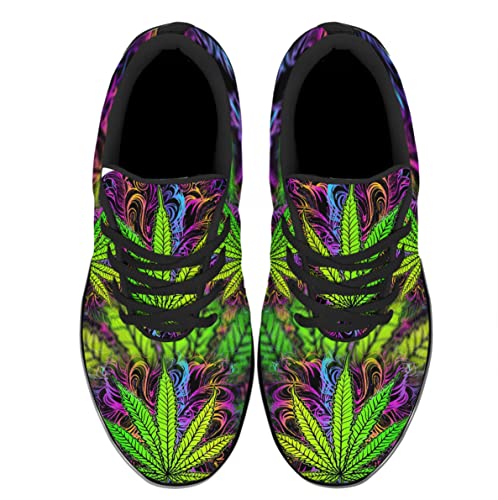 Sonzj-II Marijuana Weed Leaf Shoes,Mens Womens Personalited Trail Running Sneakers Cannabis Leaf Walking Tennis Shoes2
