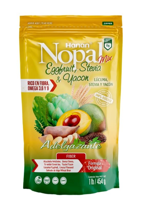NOPAL MIX Eggfruit(Lucuma), Stevia, Yacon Plus Adelgazante| 100% Natural High Fiber Blend | 1lb / 454g |Weight Control, Naturally Aids in Cleansing the Colon, Improved Digestion and Increased Energy 3 Pack