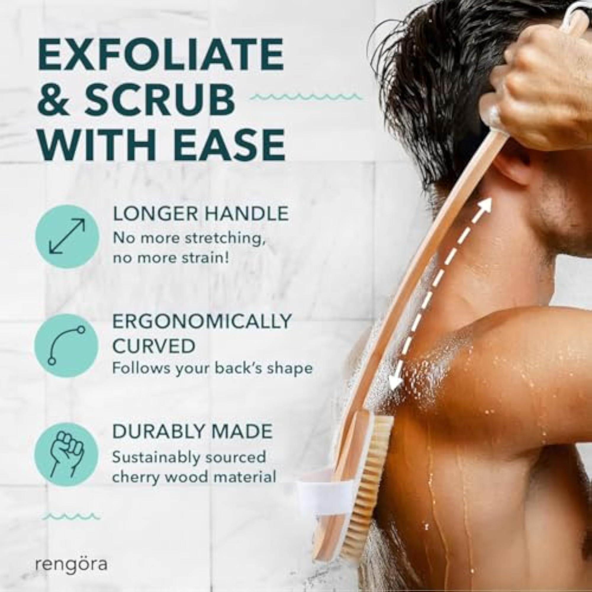 Long Handle Bath Brush for Shower Cleaning