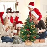 1.6FT Small Christmas Tree 50cm Mini Xmas Trees Artificial Christmas Tree with Lights Desktop Pop Up Pre Lit Pre Assembled Xmas Tree, Pine Cones for Office Bedroom Desktop - Image 8