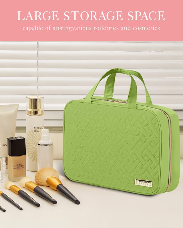 HOTOR Travel Toiletry Bag - Hanging Toiletry Bag for Women & Men, Makeup Bag/Big Comparment, Waterproof for Travel Accessories, Travel Essentials, Medium, Avocado Green Avocado Green Medium