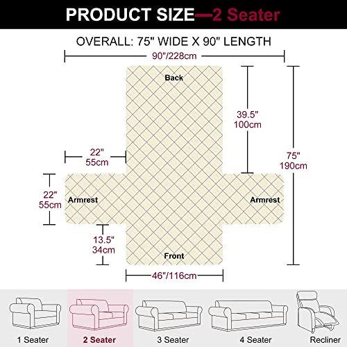 Time to Sparkle 1Pack Sofa Cover 2 seater Sofa Slipcover Reversible Sofa Cover Water Resistant Couch Cover with Foam Sticks Elastic Straps Furniture Protector for Kids Dogs - Image 2