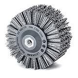 Rundbürste mit Kunststoffkörper PP, grau | Durchmesser: 140 mm, 18x 7 Reihen, Gewellt, 1,2 mm dick | Aufnahme: M14, Körnung: SIC 80, Fadenstärke 1,2 mm