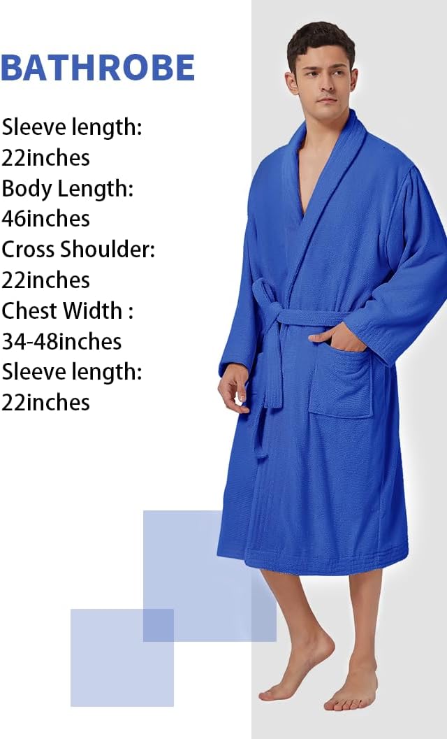 ZABER Bathrobe Mens,Pure Cotton Robe for Men,Thick Terry Cloth Bathrobe,Luxury Long Combed Men's Cotton Robe