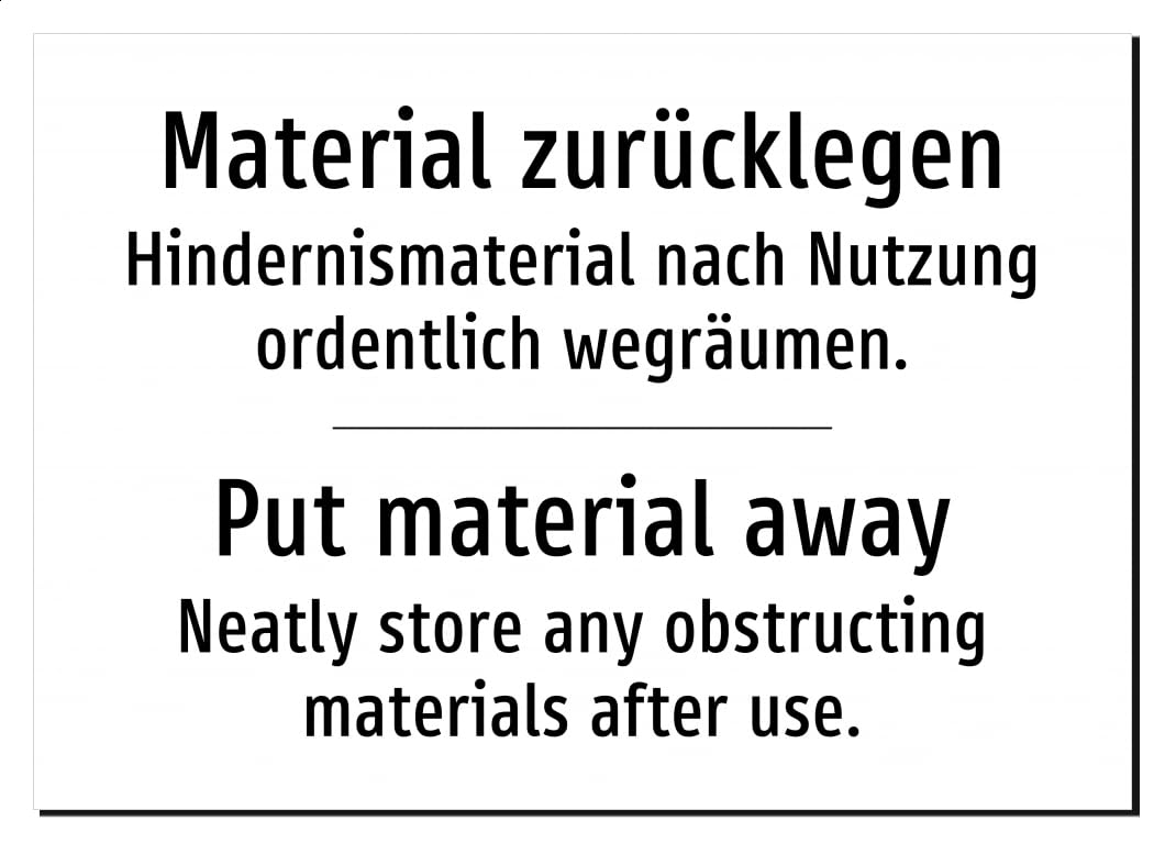 52415-DEEN-T-06 | Material zurücklegen Schild Deutsch Englisch