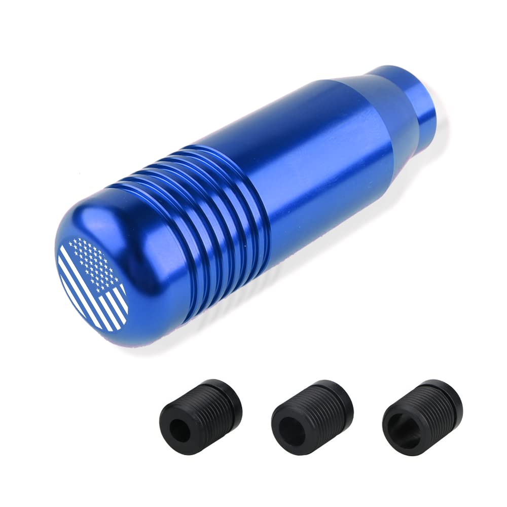 Car Cool Shift Knobs with American Flag Design,Weighted Aluminum Alloy Gear Shift Knob for Comfortable Touch & Perfect Car Decoration,Universal Stick Shift Knob Fits Most Manual Car Truck SUV (Blue)