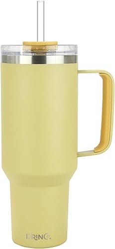 Drinco BigSur - Vaso de 40 onzas y 30 onzas con asa, tapa con pajilla, taza de viaje de acero inoxidable aislada para agua fría y caliente, taza de