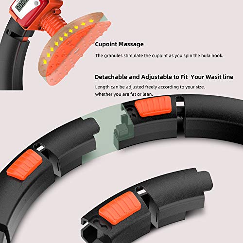 Fitness Hula Hoop Adults Kids with LCD Smart Counter Never Dripping Sports Hula Hoop Detachable Belly Fat Burning Hula Hoop Slimming Waist Indoor &Outdoor Exercise Equipment (Waistline 23\" to 40\")