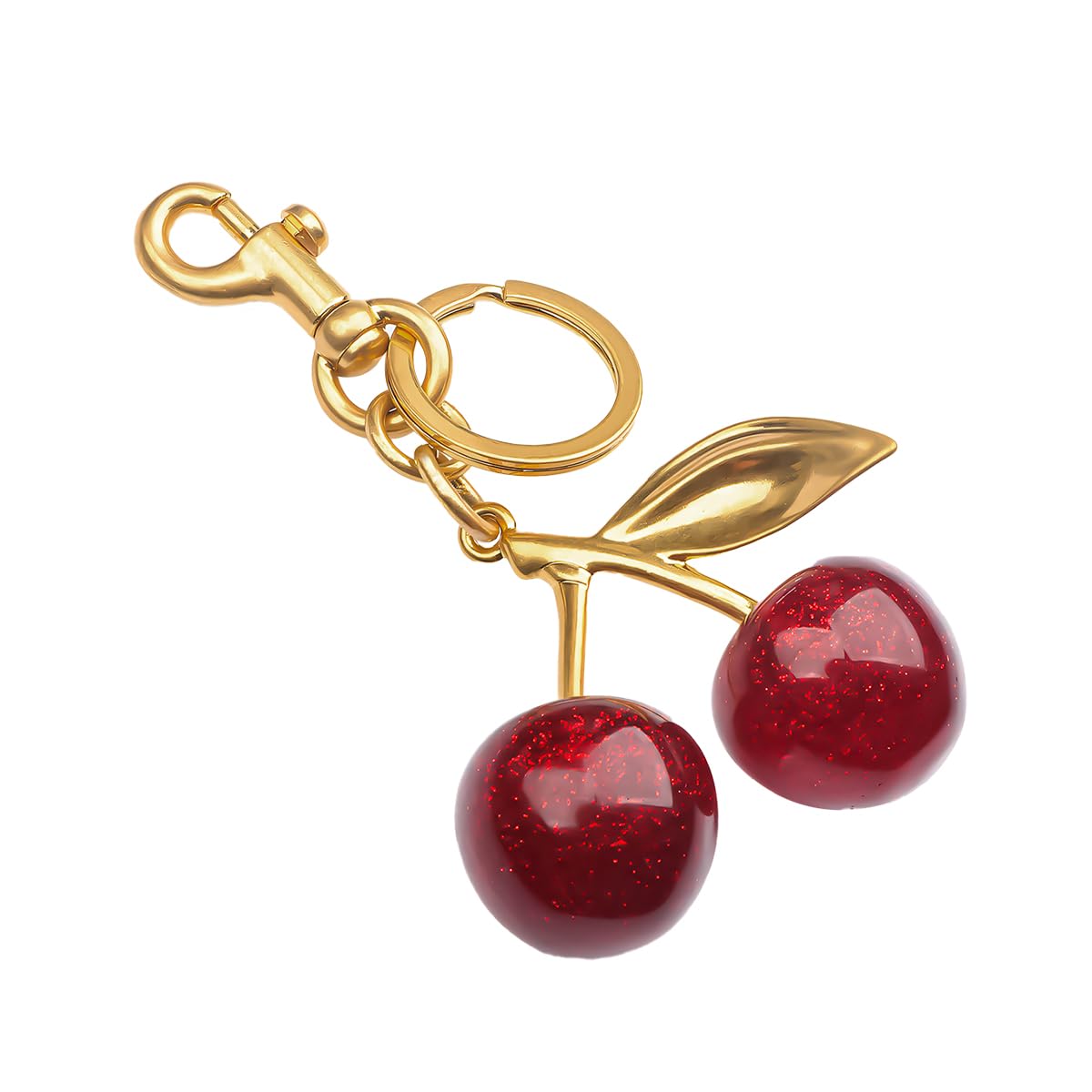 Bling Cherry Car Keychain, Sparkling Key Chains Charm for Purse Bag, Cute Auto keyring Decor, Universal for Vehicles