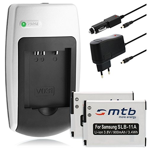 Caricabatteria + 2x Batteria SLB-11A per Samsung