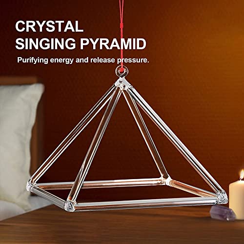Pirâmide Cantante De Cristal De Quartzo Transparente, Excelente Som Para Meditação De Cura, Com Tige