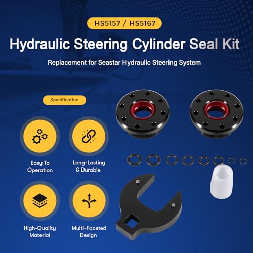 Image of HS5157 /HS5167 Seal Kit For SeaStar Hydraulic Steering Cylinder Seal Kit with Pin Wrench & O-Ring Kit Compatible with HC5340, HC5341, HC5342, HC5343, HC5344, and More