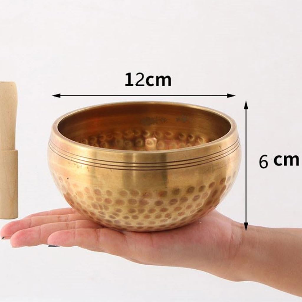 Bol chantant tibétain, bol sonore de méditation, Bouddha fait main for le yoga, la, relaxation et guérison Équilibre émotionnel(12CM)