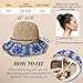 Womens Sun Hats Wide Brim Summer Beach Hat for Women Foldable Travel Fedora Handmade Crochet Straw Hat Packable UPF50, Floral-1