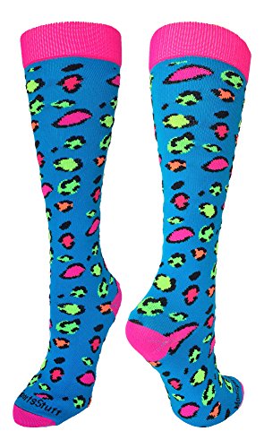 MadSportsStuff Exotic Leopard Over The Calf Socks (Neon Leopard, Small)