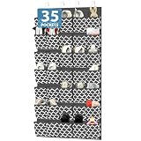 homyfort Over the Door Shoe Organizer - Shoe Rack Storage with 35 Extra Large Pockets & Sturdy Hooks for Closet Kids Slippers, Baby boots, Women High Heels, Men Sneakers, Grey