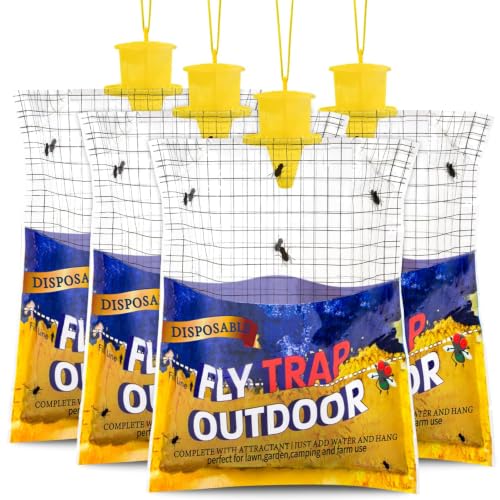 4 Big Fly Bags Outdoor Traps Hanging for Patio -