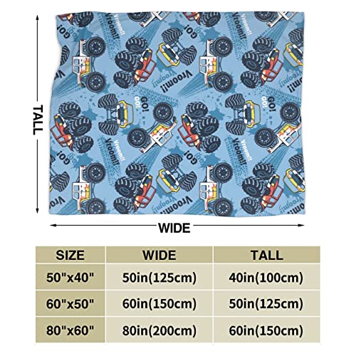 Perinsto Monster Truck Cars Pattern Throw Blanket Ultra Soft Warm All Season Decorative Fleece Blankets For Bed Chair Car Sofa Couch Bedroom 50"X40" #TOP2
