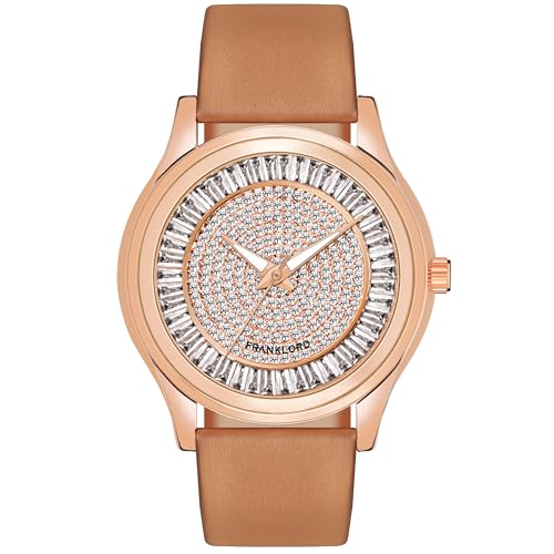 Franklord Marriage Innovations Diamond Studded Series Analog Watch for Men | Round Rose Gold Dial | Premium Leather Strap | Quartz Movement | Stylish Wrist Watch for Men & Boys (B0CLVJMD35) Amazon Price History, Amazon Price Tracker
