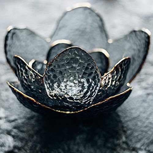 Gold Inlay Edge Glass Plates Petal Bowl Dish Food Plate Fruit Dessert Cake Salad Tray Meal Pasta Heart Shaped(D)