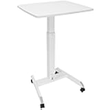 Mount-It! Adjustable Rolling Laptop Desk, Mobile Standing Desk with Wheels, Small Sit-Stand Computer Cart for Home, Office, or Classroom, 29.6–44.2