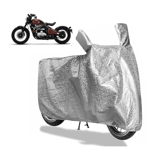 Image of Sulfar Bike Cover for Jawa 42 Bobber (Bobber) | Waterproof, Dustproof & UV Protected | All Weather Two Wheeler Cover (Silver) New 2026 Variants