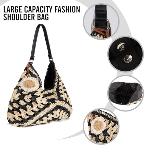 Bolso de playa de paja para mujer estiló hobo vintage miniatura 4