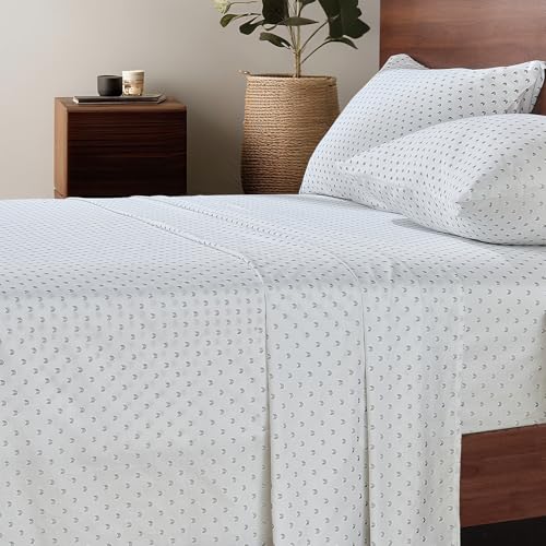 HYPREST 100% Cotton Sheets King - 600 TC Deep Pocket King Sheets up to 18", Boho Patterned Crispy Percale Bed Sheets Soft Breathable Durable