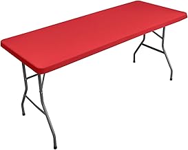 Morbuy Nappe Rectangulaire avec Bord Élastique, Nappe Rectangulaire Ajustée Nappe de Table Antidérapante Anti Tache pour Extérieur, Terrasse, Cuisine et Salle à Manger (183x76cm,Rouge)