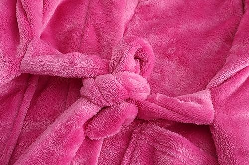 Image of Girls Fleece Robe Boys Hooded Bathrobe Soft Flannel Robe For Kids