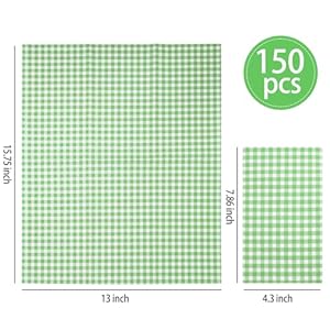 WDF 150Pack Green Gingham Napkins - 3 Ply Disposable Green and White Checkered Napkins Guest Napkins, Dinner Napkins Paper Hand Towels for Bathroom Picnic BBQ Birthday Party WDF 150Pack Green Gingham Napkins 3 Ply Disposable Green and White Checkered Napkins Guest Napkins Dinner Napkins Paper Hand Towels for Bathroom Picnic BBQ Birthday Party