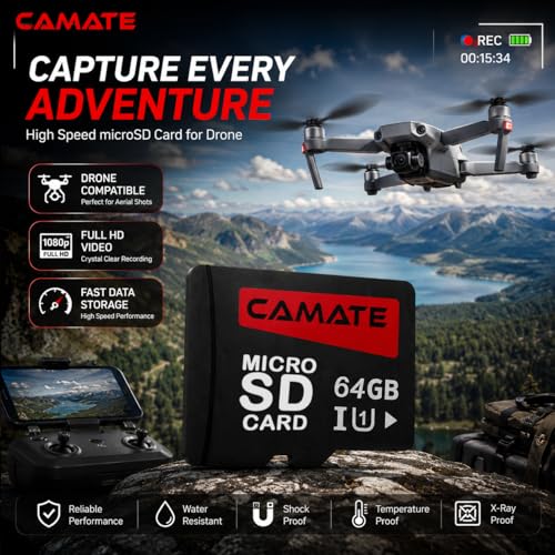 Image of Conbre 64GB Micro SD Card Class 10 Memory Card, UHS-I, Up to 100MB /s, Full HD & 4K Recording, High-Speed Storage for CCTV Cameras, Smartphones, Tablets, Dashcams & Drones