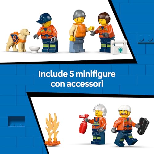 City Motoscafo di Soccorso ed Elicottero della Guardia Costiera Giocattolo - Set Veicoli di Emergenza - Modello di Nave Galleggiante, 5 Minifigure e un Cane - Regalo per Bambini da 7 Anni - 60504 - Lego - Immagine 5