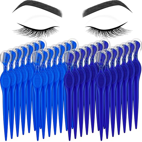 Mudder 28 Pcs Eyebrow Razors Facial Shaver Trimmer,Blue,Royal Blue