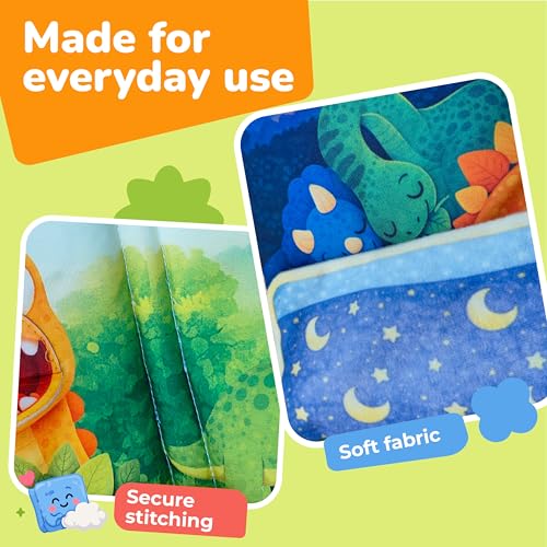 Image of Lifelong Dino Cloth Book for Babies | Non-Toxic & BIS Certified with Crinkle Pages | Busy Book with Dinosaur Peek-A-Boo Flaps | Sensory Toy Gift for Infants & Toddlers Age 6+ Months (LLCSAB02)
