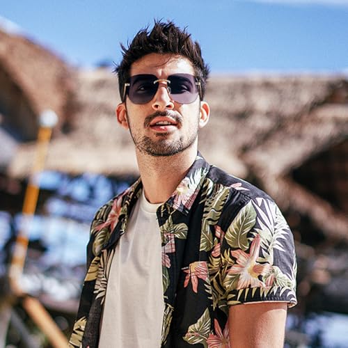 Stylish Frameless Gradient Lens Sunglasses Lightweight Metal Frame Unisex Eyewear