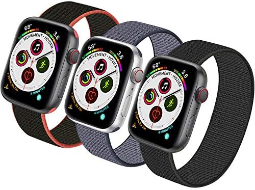 Muzzai Nylon Band Compatible for Apple Watch Band 38mm 40mm 42mm 44mm, Adjustable Lightweight Sport Loop Replacement Wristband Compatible for Apple Watch iWatch Series 5 4 3 2 1